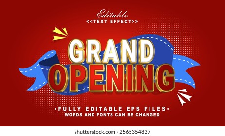 editable 3d grand opening text effect.typhography logo