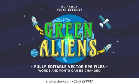 editable 3d green aliens text effect.typhography logo