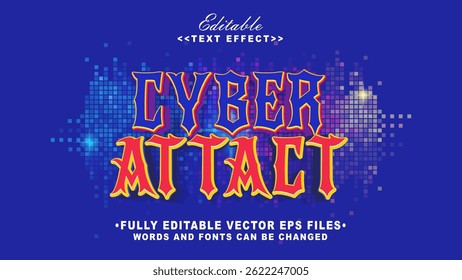 editable 3d grunge style cyber attact text effect.typhography logo