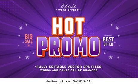 editable 3d hot promo bold text effect.typhography logo