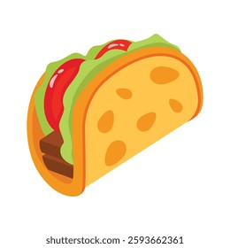 An editable 3d icon of taco tortilla wrap
