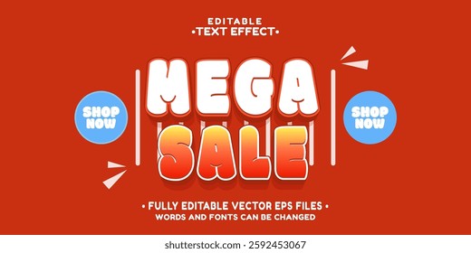 editable 3d inflate mega sale text effect.typhography logo