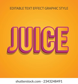 Efecto de texto de la carta de jugo 3D editable