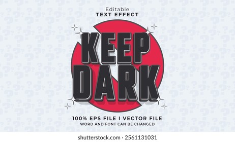 editable 3d keep dark bold text effect.typhography logo