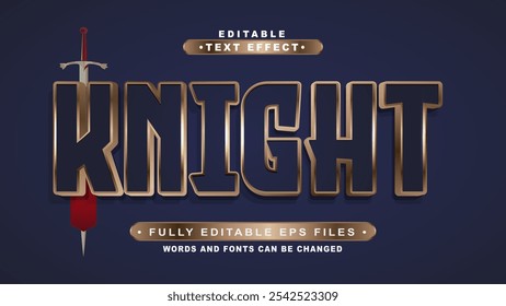 editável 3d knight bold text effect.typhography logotipo