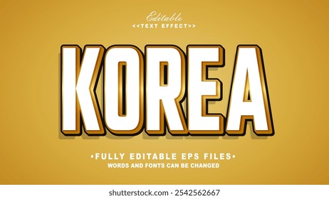 editable 3d korea bold  text effect.typhography logo