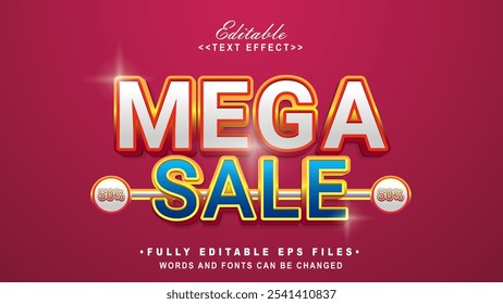 editável 3d mega venda bold text effect.typhography logotipo