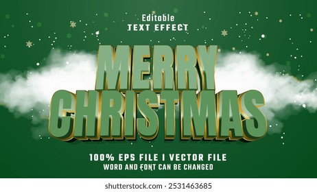 Efecto de texto de feliz Navidad 3D editable. Logo de tifografía