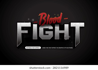 Editable 3D metallic silver and bloody red 