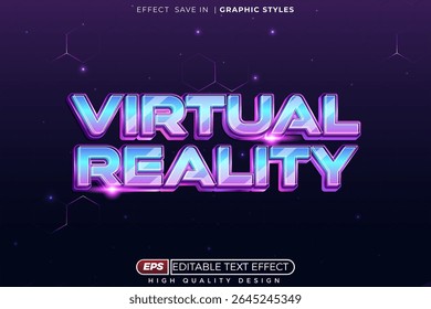 Editable 3d neon text effect virtual reality for gaming poster and flyer design
