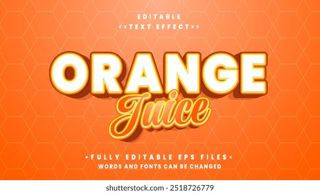 editable 3d orange juice text effect.typhography logo