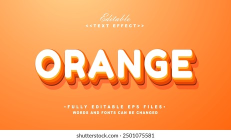 Efecto de texto 3D naranja editable. Logo de tifografía