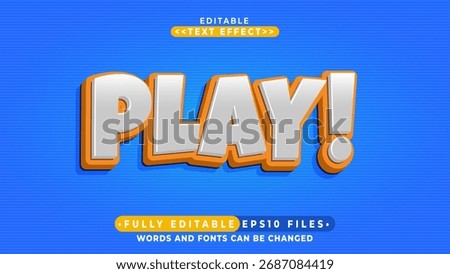 editable 3d play cartoon style bold text effect.typhography logo