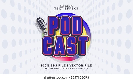 editable 3d podcast bold text effect.typhography logo