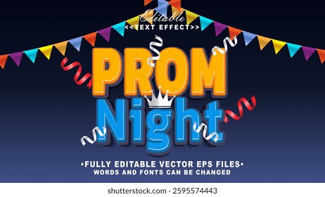 editable 3d prom night text effect.typhography logo