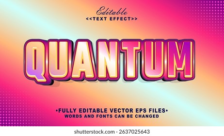 editable 3d quantum bold text effect.typhography logo