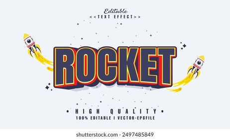 editable 3d rocket text effect.typhography logo