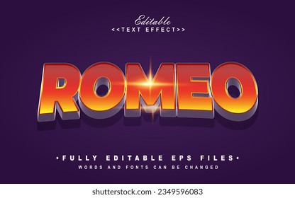 editable 3d romeo text effect.typhography logo
