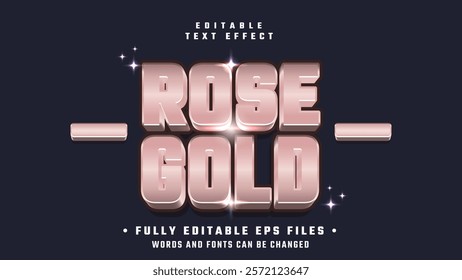 editable 3d rose gold text effect.typhography logo