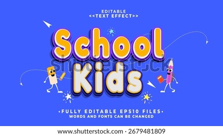 editable  3d school kids bold text effect.typhography logo