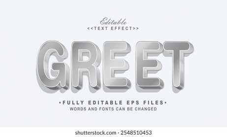 editable 3d silver greet bold text effect.typhography logo