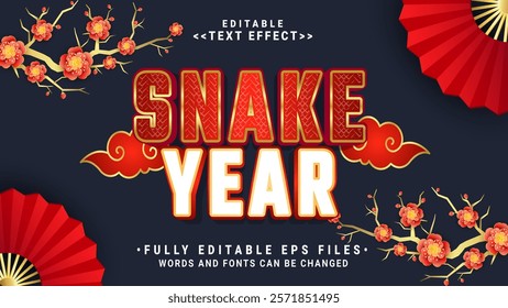 editable 3d snake year bold text effect.typhography logo