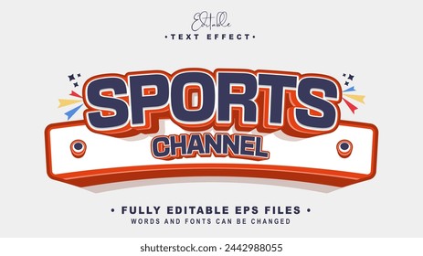 editable 3d sports channel text effect.typhography logo