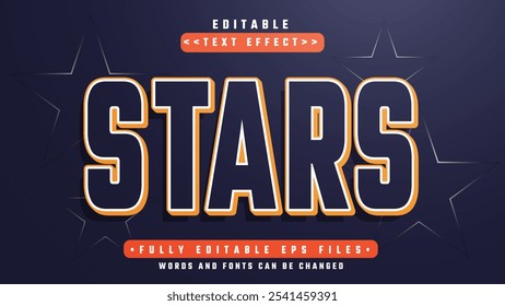 Efecto de texto en negrita de estrellas 3D editable. Logo de tifografía