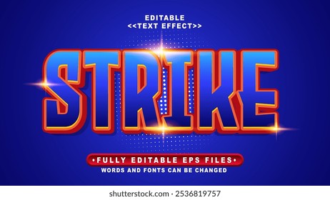 editable 3d strike bold text effect.typhography logo