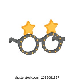 An editable 3d style icon depicting party star glasses