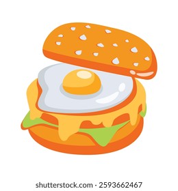 An editable 3d style icon of egg burger