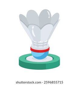 An editable 3d style icon showing badminton shuttlecock