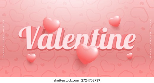 Efectos de texto de estilo 3D editables - texto de San Valentín en tema rosa