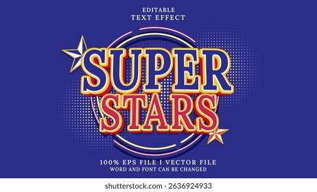 editable 3d super stars text effect.typhography logo