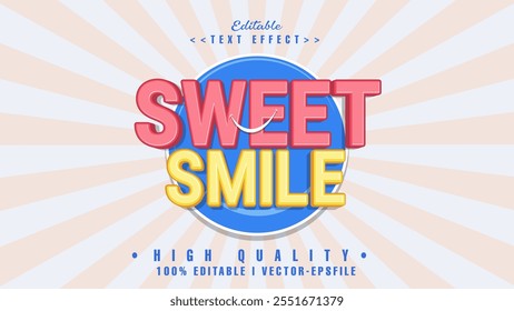 editable 3d sweet smile text effect.typhography logo