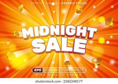 Editable 3d text efect Midnight sale