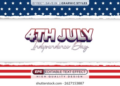 Editable 3d text effect 4th july independence day