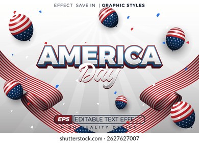 Editable 3d text effect america day