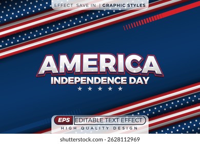 Editable 3d text effect America Independence Day for festival banner