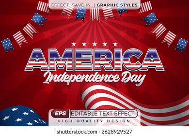 Editable 3d text effect america independence day