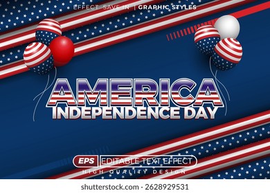 Editable 3d text effect America independence day