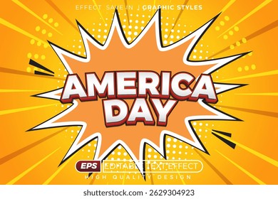 Editable 3d text effect america day