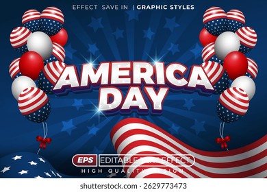 Editable 3d text effect america day