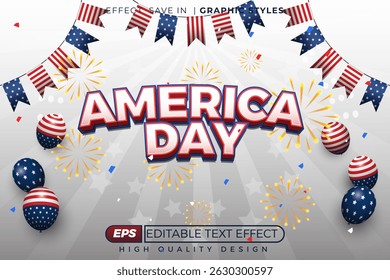 Editable 3d text effect america day