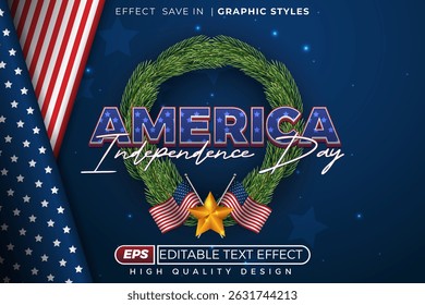 Editable 3d text effect america independence day
