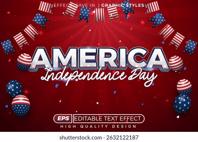 Bearbeitbarer 3D-Texteffekt, amerikanischer Unabhängigkeitstag