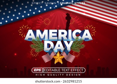 Editable 3d text effect america day