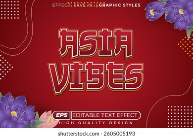 Editable 3d text effect asia vibes