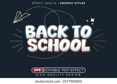 Editable 3d text effect back to school