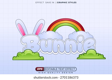 Editable 3d text effect bunny logo for streamer with funny style